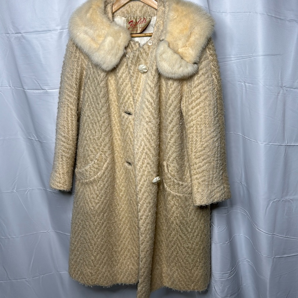 Vintage Fields Wool Coat with Fur Trim Size 10